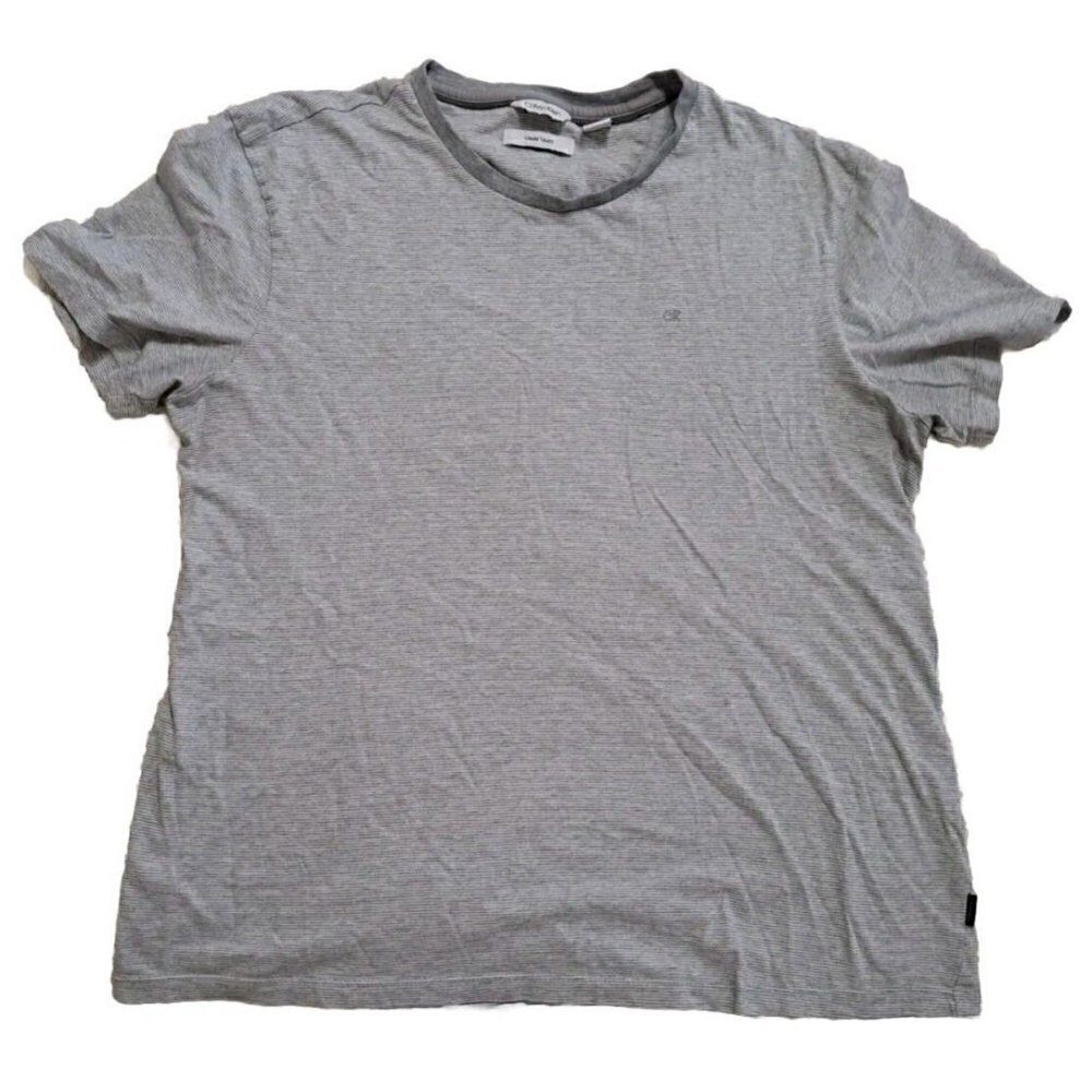 Calvin Klein Liquid Touch L Gray Stripe Short Sleeve T-Shirt